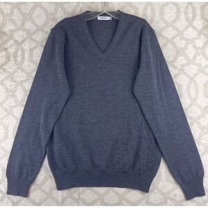 J.Lindeberg Mens V-Neck Fine‎ Merino Wool Sweater Charcoal Grey Size M